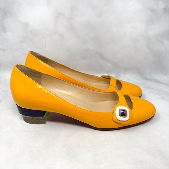 Christian Louboutin Bibababy 35 Patent Leather Mary Jane Block Heel Loafer Flat - Picture 2 of 14